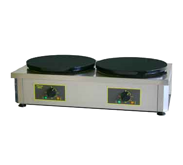 Equipex 400ED Sodir-Roller Grill Crepe Machine, double (2) 15-3/4" dia enamel coated cast iron plates, 208/240v/60/1-ph 290/330 amps 785 kW NEMA 6-50P cUlus Classified