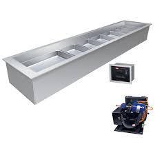 Cuba refrigerada empotrada delgada CWBX-S2 de Hatco: tamaño de 2 bandejas, montaje superior, aluminio/acero inoxidable