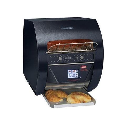 Hatco TQ3-400 Toast-Qwik Tostadora transportadora negra con apertura de 2" y controles digitales - 120 V, 1780 W