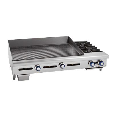 Imperial IGG-24-OB-2 Griddle/Hotplate, gas, countertop, 36", (2) open burners, (1) 24" griddle cooking surface, 124,000 BTU, NSF
