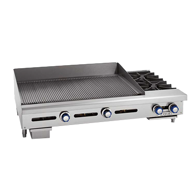 Imperial IGG-24-OB-2 plancha/placa calefactora, gas, encimera, 36", (2) quemadores abiertos, (1) plancha de 24" superficie para cocinar, 124,000 BTU, NSF