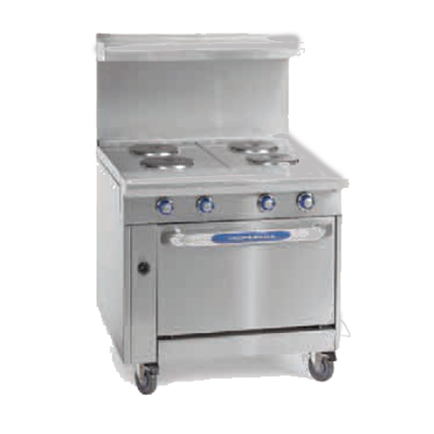 Imperial IHR-2HT-2-EC Cocina de servicio pesado, eléctrica, 36", (2) elementos redondos, (2) encimeras calientes de 12", (1) horno de convección, 1/4 HP, CE