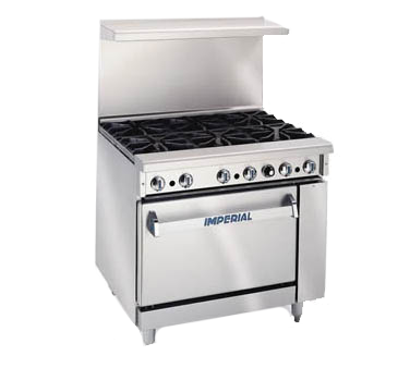 Estufa a gas para restaurante Imperial IR-6-C Pro Series de 36" - 36", (6) quemadores abiertos, horno de convección