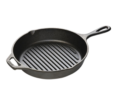 Lodge L8GP3 Induction Grill Pan, 10-1/4" dia. x 1-7/8" Deep, with Helper Handle Cast Iron , Made in USA