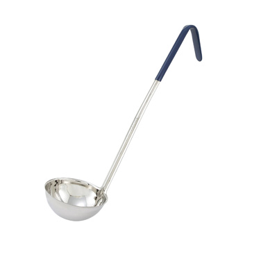 Winco LDC-8 Color-Coded Ladle, 8 oz., 16-1/2" handle, one-piece, stainless steel, blue
