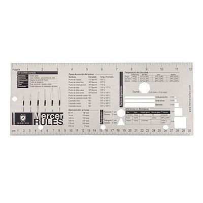 Mercer M33241S Mercer Rules, Spanish Version, Stainless Steel Culinary Ruler, 12-1/4" x 5"