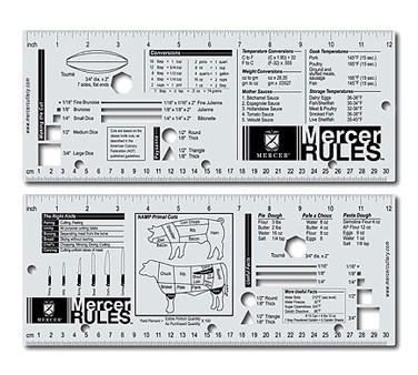 Mercer M33241 Mercer Rules 2-sided Stainless Steel Culinary Ruler, 12-1/4" x 5"