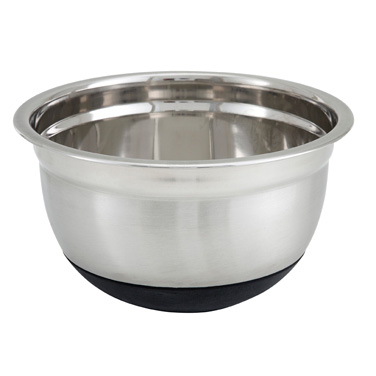 Winco MXRU-150 German Mixing Bowl, 1-1/2 quart, 6-3/4" dia. x 3-3/4"H, with black non-slip silicon base, stainless steel, mirror finish