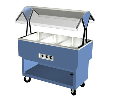 Duke OPAH-3-HF EconoMate Hot Food Portable Buffet, 44-3/8"W x 22-1/2"D base, (3) hot wells with infinite switch, 5" casters, UL, cUL, UL CLASSIFIED