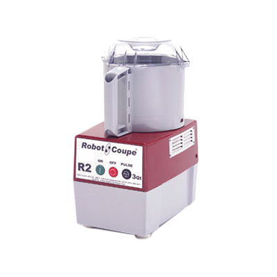 Cortador/batidor Robot Coupe R2B, recipiente de policarbonato gris de 2,9 litros con asa y tapa transparente, cuchilla en "S" con bordes lisos, interruptor de encendido/apagado y pulso, velocidad única