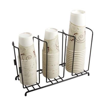 San Jamar C8003WF Cup & Lid Organizer, 3 Stacks, Black