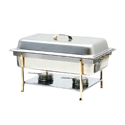 Thunder Group SLRCF0840 Full Size Rectangular Chafer with Brass Trim 8 Qt.