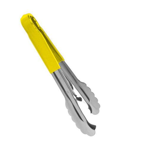 Thunder Group SLTG810Y 10" Stainless Steel Yellow Handle Utility Tongs