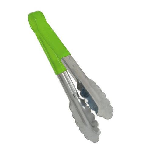 Thunder Group SLTG812G 12"L Stainless Steel Green Handle Utility Tongs