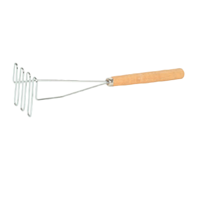 Thunder Group SLTMA012 Potato Masher, 12"L, square face, wooden handle, stainless steel