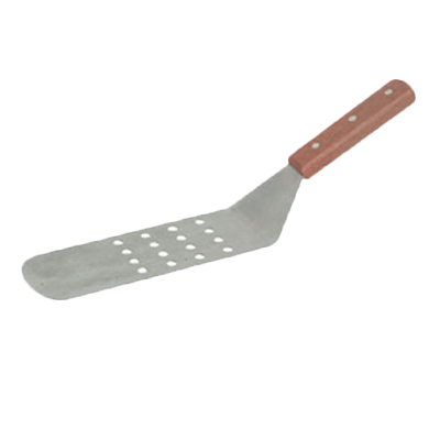 Thunder Group SLTWBT110 Turner, perforated, 10" round blade, 14" OA length, wood handle, stainless steel