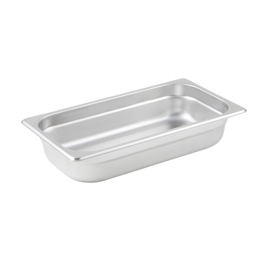 Winco SPJL-302 Steam Table Pan, 1/3 size, 6-7/8" x 12-3/4" x 2-1/2" deep, 25 gauge standard weight, anti-jamming, 18/8 stainless steel, NSF