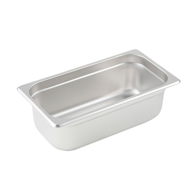 Winco SPJL-304 Steam Table Pan, 1/3 size, 6-7/8" x 12-3/4" x 4" deep, 25 gauge standard weight, anti-jamming, 18/8 stainless steel, NSF