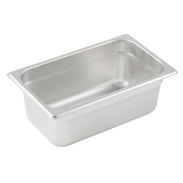 Winco SPJL-404 Steam Table Pan, 1/4 size, 10-5/6" x 6-5/16" x 4" deep, 25 gauge standard weight, anti-jamming, 18/8 stainless steel, NSF
