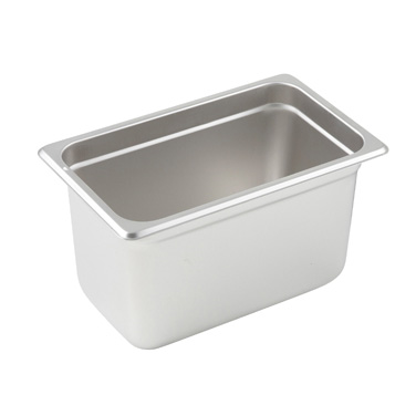Winco SPJL-406 Steam Table Pan, 1/4 size, 10-5/6" x 6-5/16" x 6" deep, 25 gauge standard weight, anti-jamming, 18/8 stainless steel, NSF