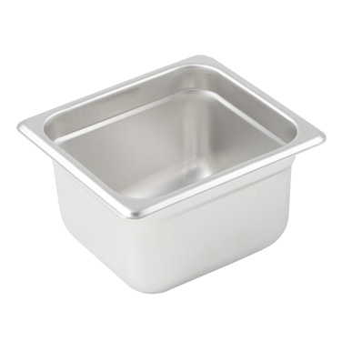 Winco SPJL-604 Steam Table Pan, 1/6 size, 6-7/8" x 6-5/16" x 4" deep, 25 gauge standard weight, anti-jamming, 18/8 stainless steel, NSF