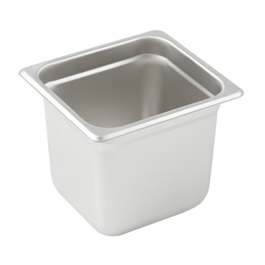 Winco SPJL-606 Steam Table Pan, 1/6 size, 6-7/8" x 6-5/16" x 6" deep, 25 gauge standard weight, anti-jamming, 18/8 stainless steel, NSF