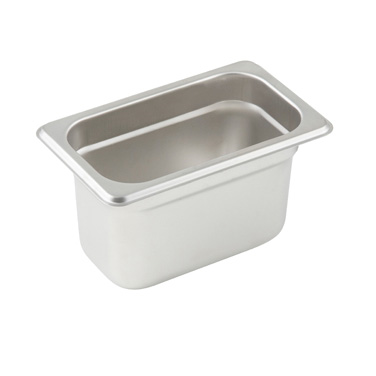 Winco SPJL-902 Steam Table Pan, 1/9 size, 6-3/4" x 4-1/4" x 2-1/2" deep, 25 gauge standard weight, anti-jamming, 18/8 stainless steel, NSF