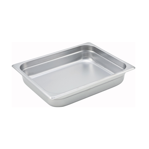 Winco SPJM-202 Steam Table Pan, half size, 10-3/8" x 12-3/4" x 2-1/2" deep, 24 gauge, anti-jamming, 18/8 stainless steel, NSF