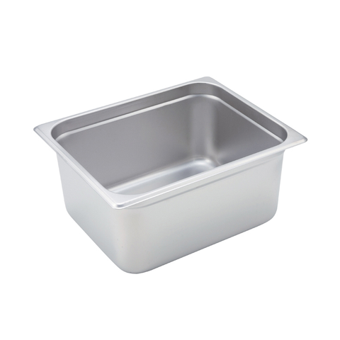 Winco SPJM-206 Steam Table Pan, half size, 10-3/8" x 12-3/4" x 6" deep, 24 gauge, anti-jamming, 18/8 stainless steel, NSF