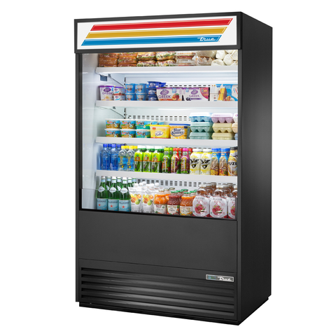 Expositor vertical con cortina de aire, exterior negro