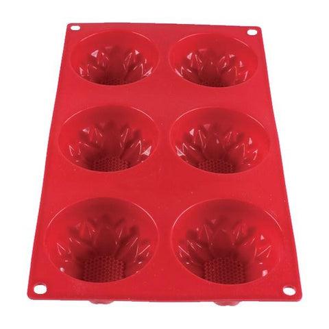 Thunder Group PLBM004S 3.89 Oz Silicone Baking Mold - (6) Dahlia Cavities