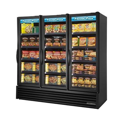 True FLM-81~TSL01 Exhibidor refrigerado con puerta de vidrio de tres secciones y puertas batientes