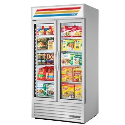 True GDM-35F~TSL01 Two-Section Merchandiser Freezer with Swinging Doors