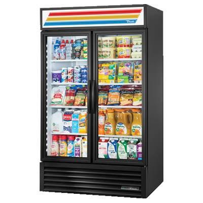Expositor refrigerado de vidrio de dos secciones con puertas batientes