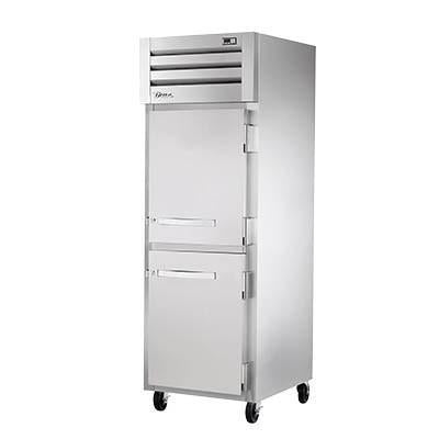 Refrigerador accesible de una sección con (2) medias puertas de acero inoxidable