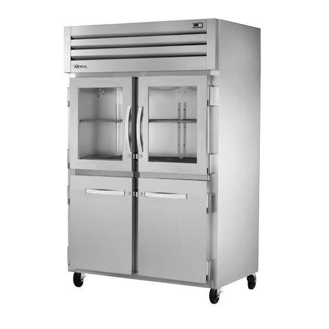 TRUE STR2R-2HG/2HS-HC SPEC SERIES® Reach-in Combination Two-Section, (2) Half Glass & Solid Stainless Swing Doors Refrigerator with Hydrocarbon Refrigerant, 115v