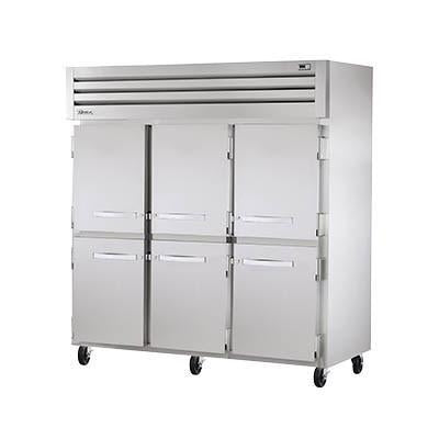 Three-Section Reach-in Refrigerator with (6) Half Stainless Steel Doors