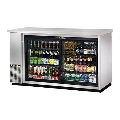 Refrigerador con barra trasera de dos secciones con (2) puertas corredizas de vidrio
