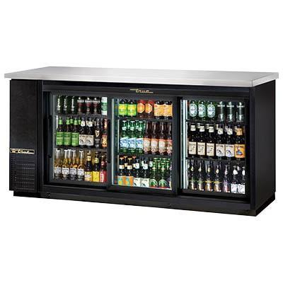 Refrigerador con barra trasera negra con (3) puertas corredizas de vidrio