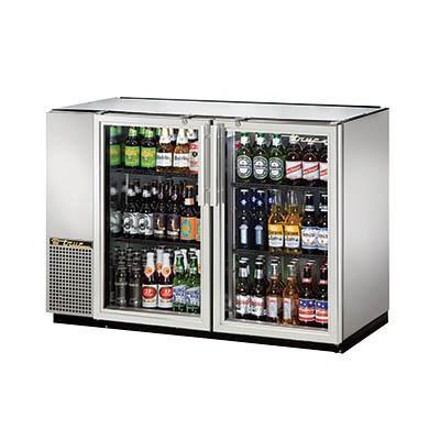 Refrigerador con barra trasera de acero inoxidable con (2) puertas batientes de vidrio
