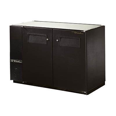 Refrigerador de barra trasera negra de dos secciones con (2) puertas corredizas de vidrio