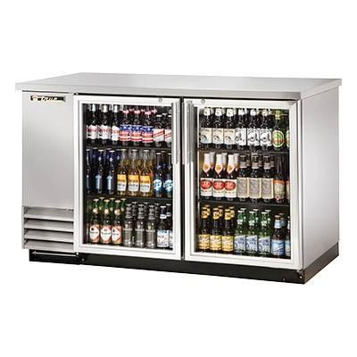 Two-Section Stainless Steel Bar Back Refrigerator with (2) Swinging Glass Doors