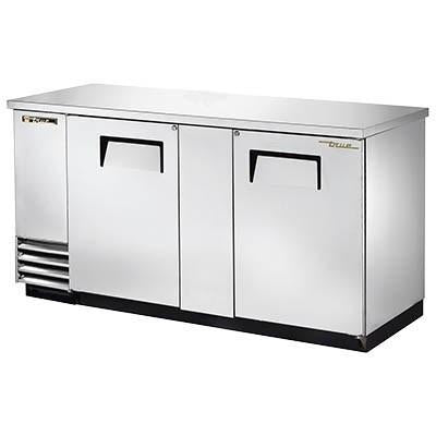 Refrigerador con barra trasera de acero inoxidable de dos secciones con (2) puertas sólidas batientes