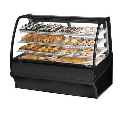 Caja para panadería seca de servicio completo de 59,25" con vidrio curvado - 4 niveles, 115 V