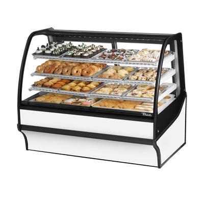 Caja para panadería seca de servicio completo de 59,25" con vidrio curvado - 4 niveles, 115 V