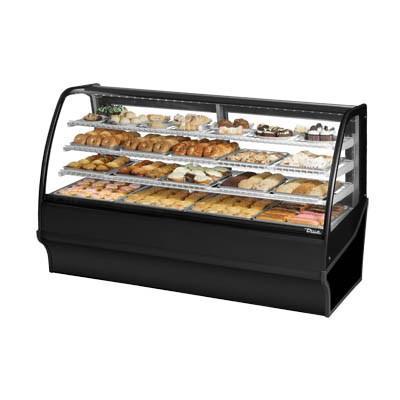 Caja para panadería seca de servicio completo de 77,25" con vidrio curvado - 4 niveles, 115 V