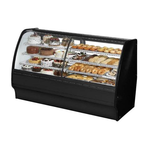 Expositor de vidrio, zona dual seca/refrigerada, 77-1/4"L, vidrio curvado