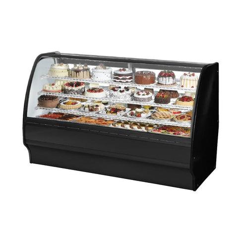 True TGM-R-77-SC/SC-BW Expositor refrigerado de 77-1/4"L, frente de vidrio curvado con 6 estantes en total, negro, 115 V