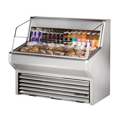 True THAC-48-S-LD Horizontal Air Curtain Merchandiser, 3 Level Tiered Stainless Steel Floor, Stainless Steel Exterior & Interior, 115v