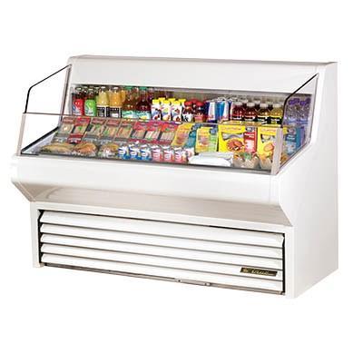 True THAC-60-LD Horizontal Air Curtain Merchandiser, 3 Level Tiered Stainless Steel Floor, White Powder Coated Steel Exterior, 115v